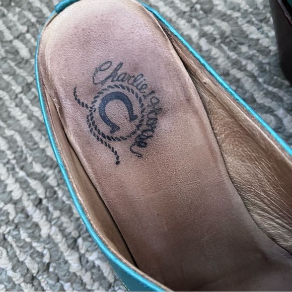 Charlie 1 Horse Teal slip on mules size 6B - Picture 4 of 10